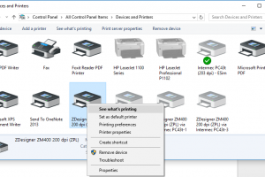 Calibration máy in Zebra ZM400 trên driver